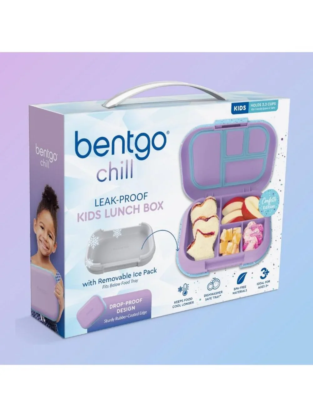 Leakproof Kids Bento Lunch Box - 4 Compartments, Built-In Ice Pack, BPA-Free